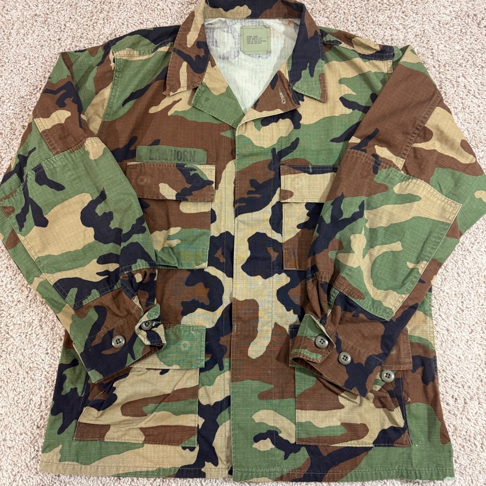 American Apparel BDU Combat Coat Mens Medium Short Woodland Camo Ripstop 90s
